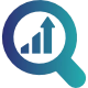 magnifying glass over a graph magnifying glass over a graph